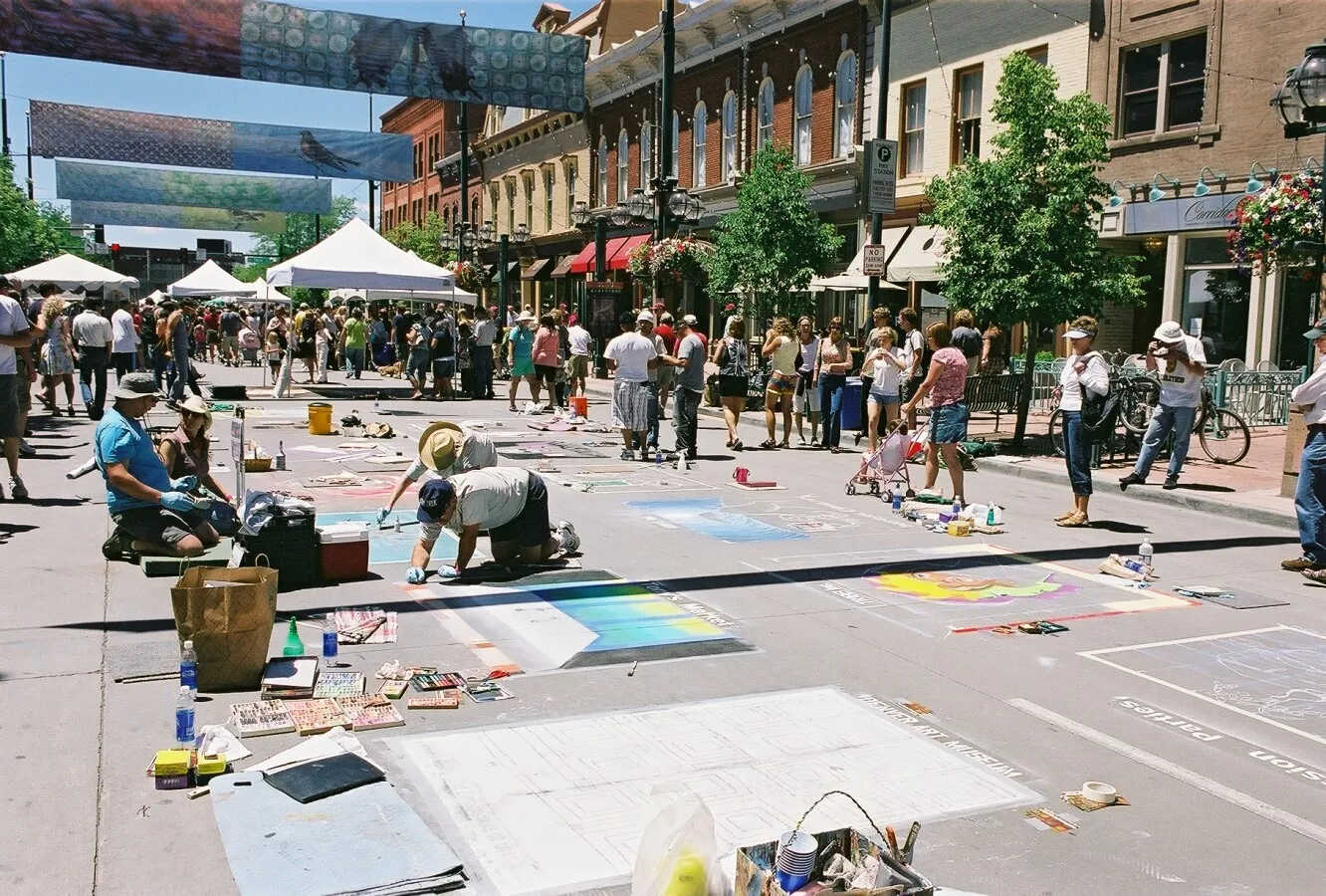 Chalk art on Larimer Square
