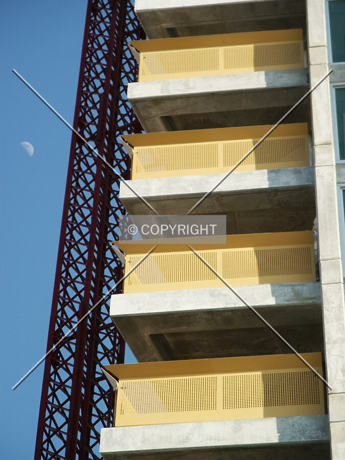 Hoist and balconies with the waxing moon