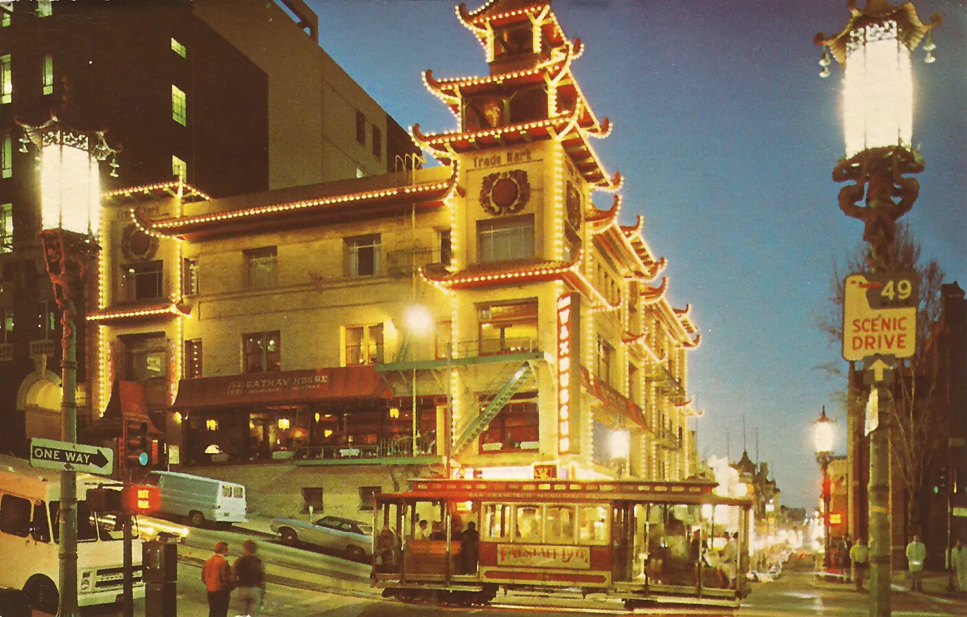 Vintage view from the southeast at night