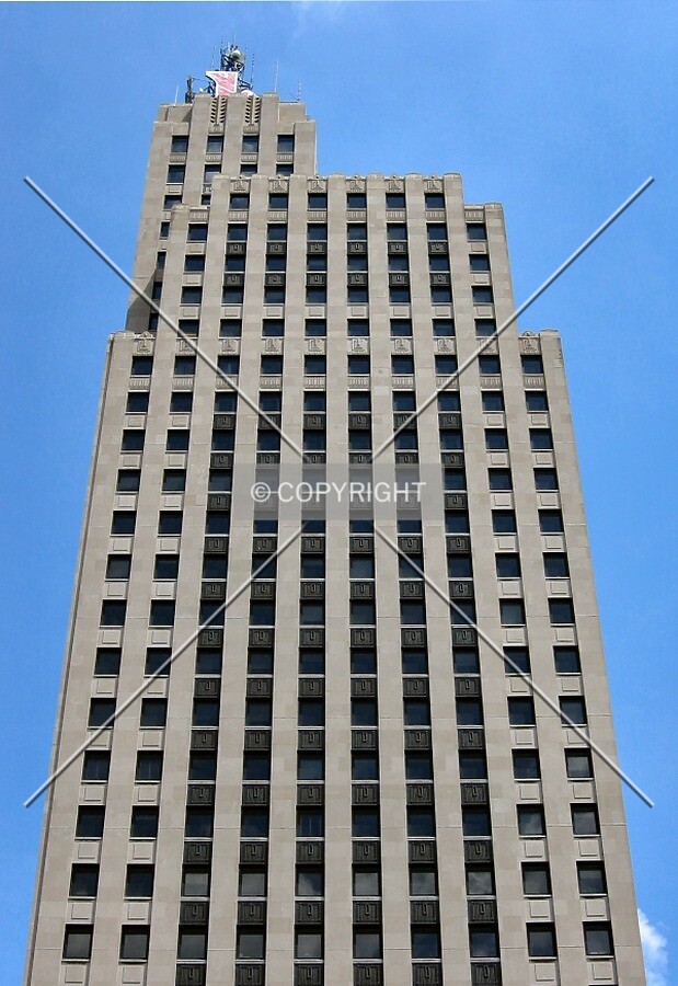 Looking up the west facade