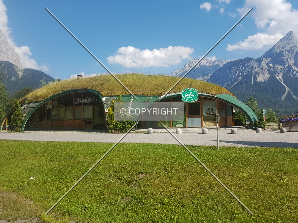 Building with a grass roof