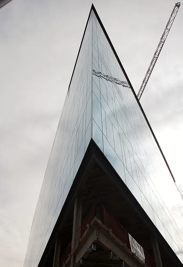 Looking up the northwest corner