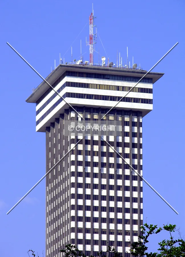 Distant view of the upper floors from the northeast