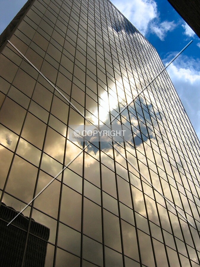 Sky reflected in the south facade