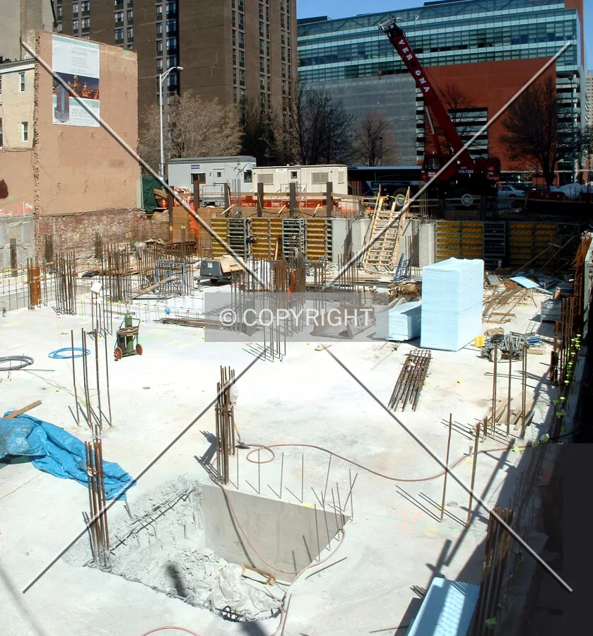 View from the south showing construction below street level