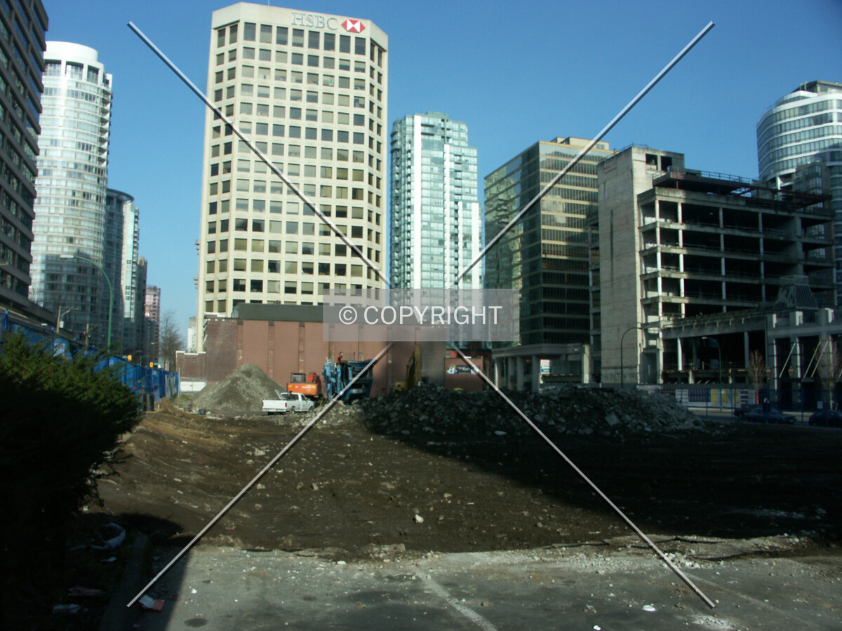 Looking west during the demolition of remaining buildings on site, save the church at extreme end which will remain