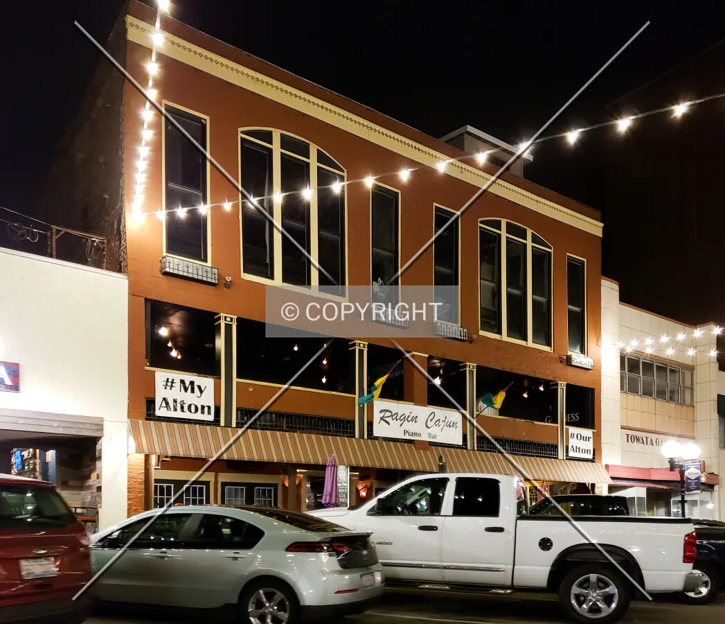 View from the southwest at night; December 2, 2018