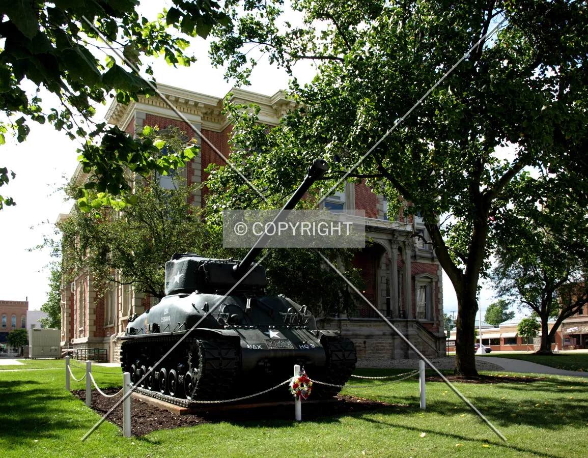 Sherman Tank and courthouse