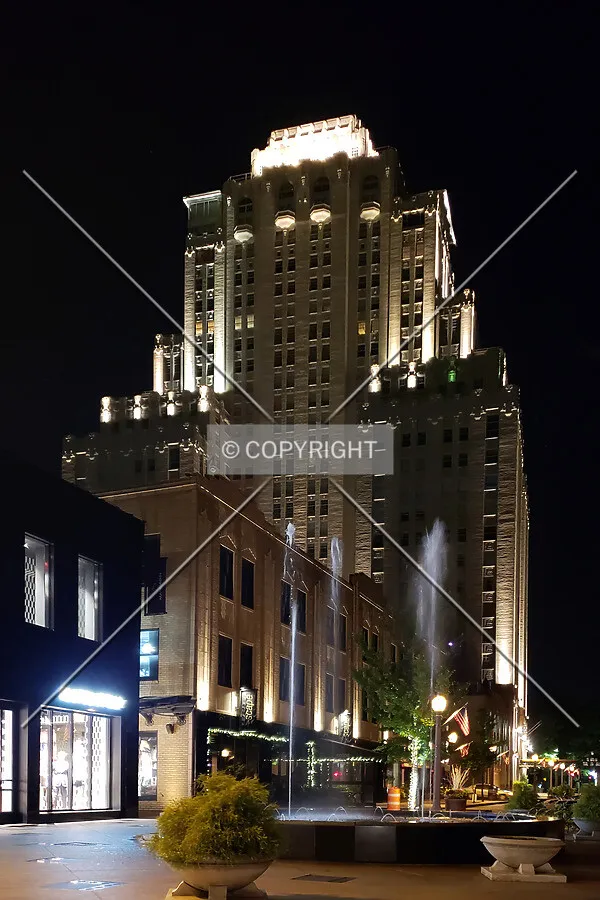 Night view from Maryland Plaza to the northeast; June 6, 2018