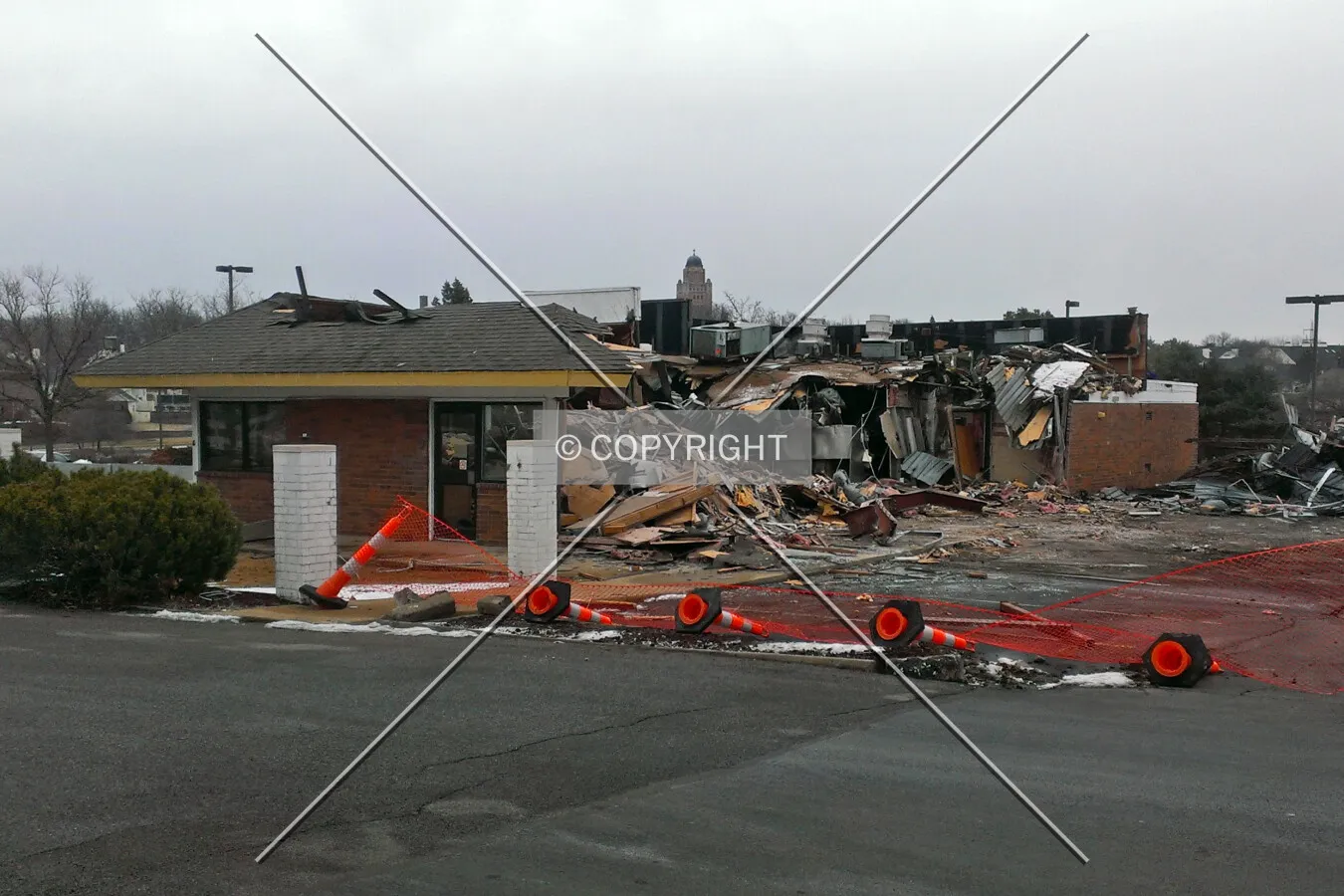 View from the southwest during demolition; February 15, 2014