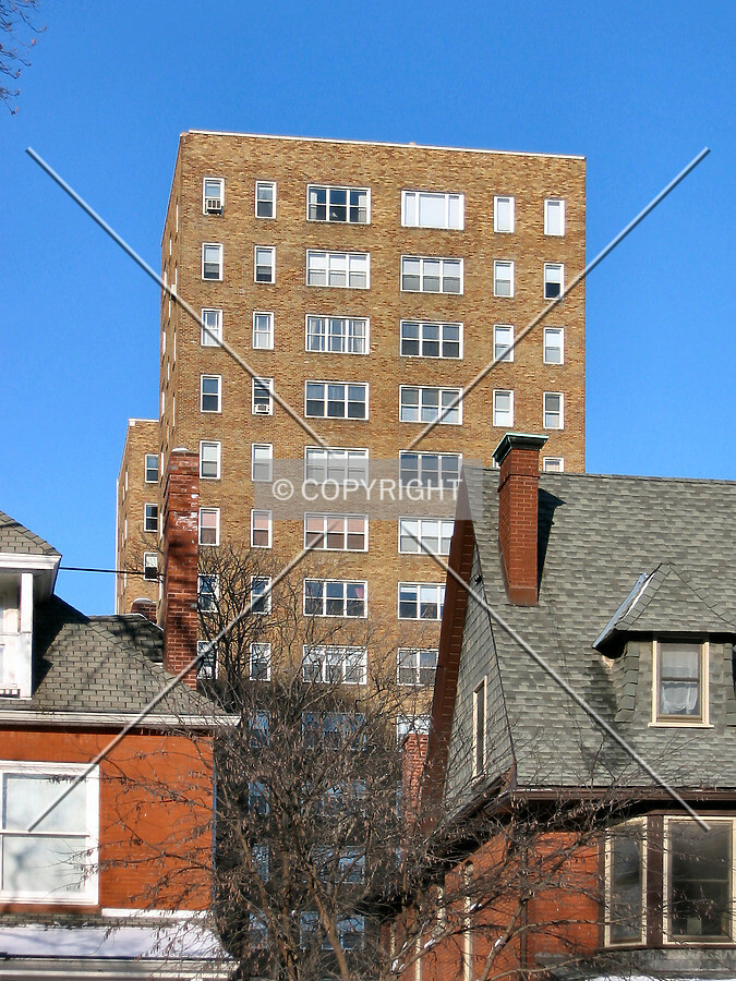 Rising above single-family homes on Pine Boulevard