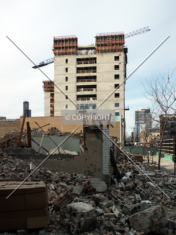 Looking north over the demolition at the site of 1720 South Michigan