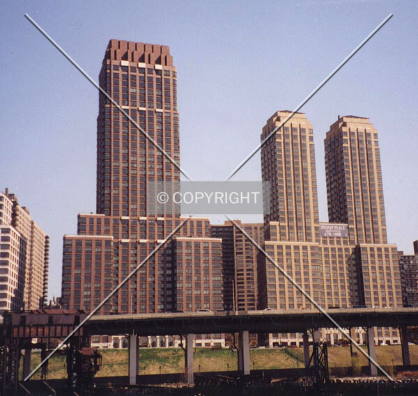 View from the west with 160 Riverside Roulevard at right