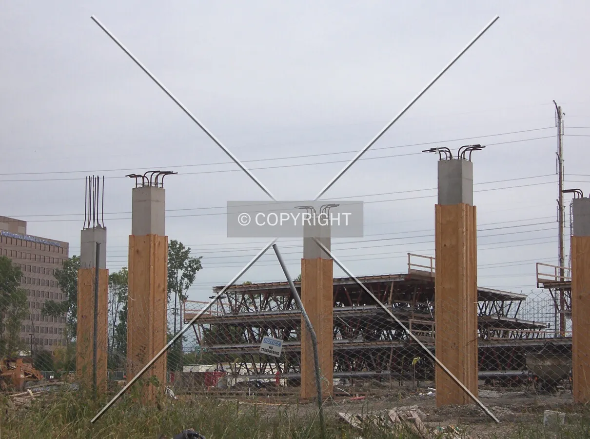 Northwest corner of the site, with the columns in place for the canopy linking the Oak and Maple Towers