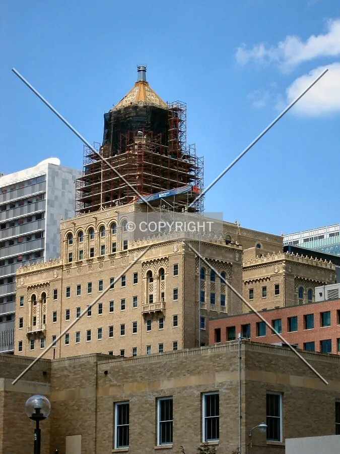 Under scaffolding from the southeast