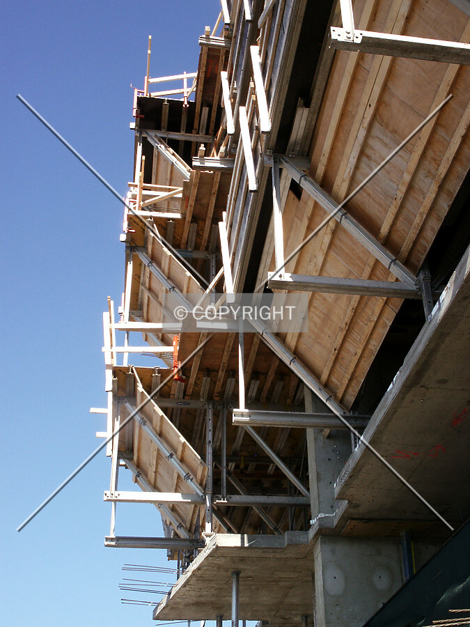 Scaffolding on the upper floors near the southwest corner