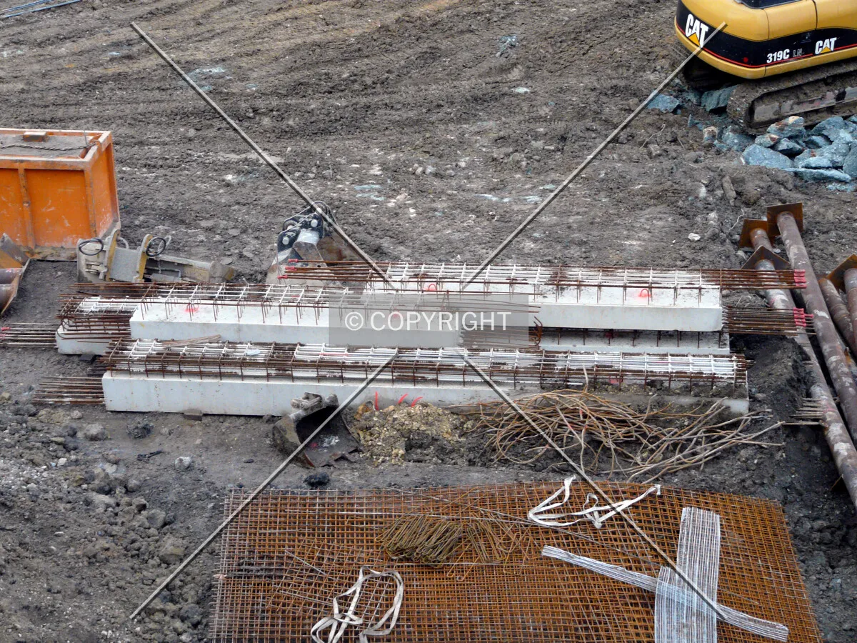 Precast concrete beams to be used for foundations