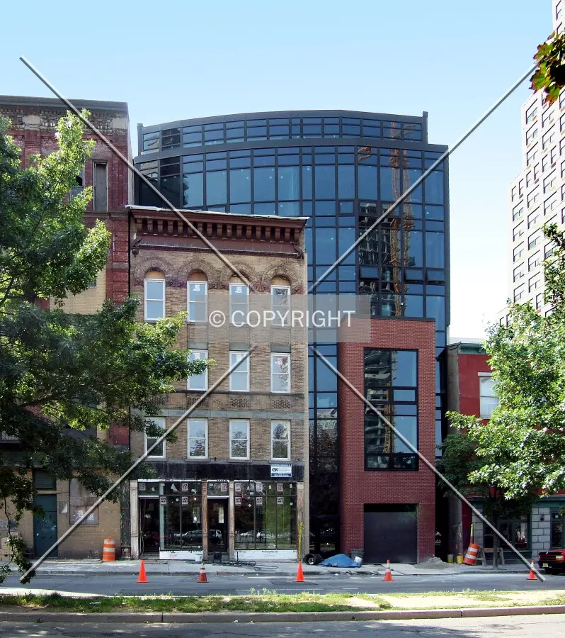 View from the northeast across Montgomery Street
