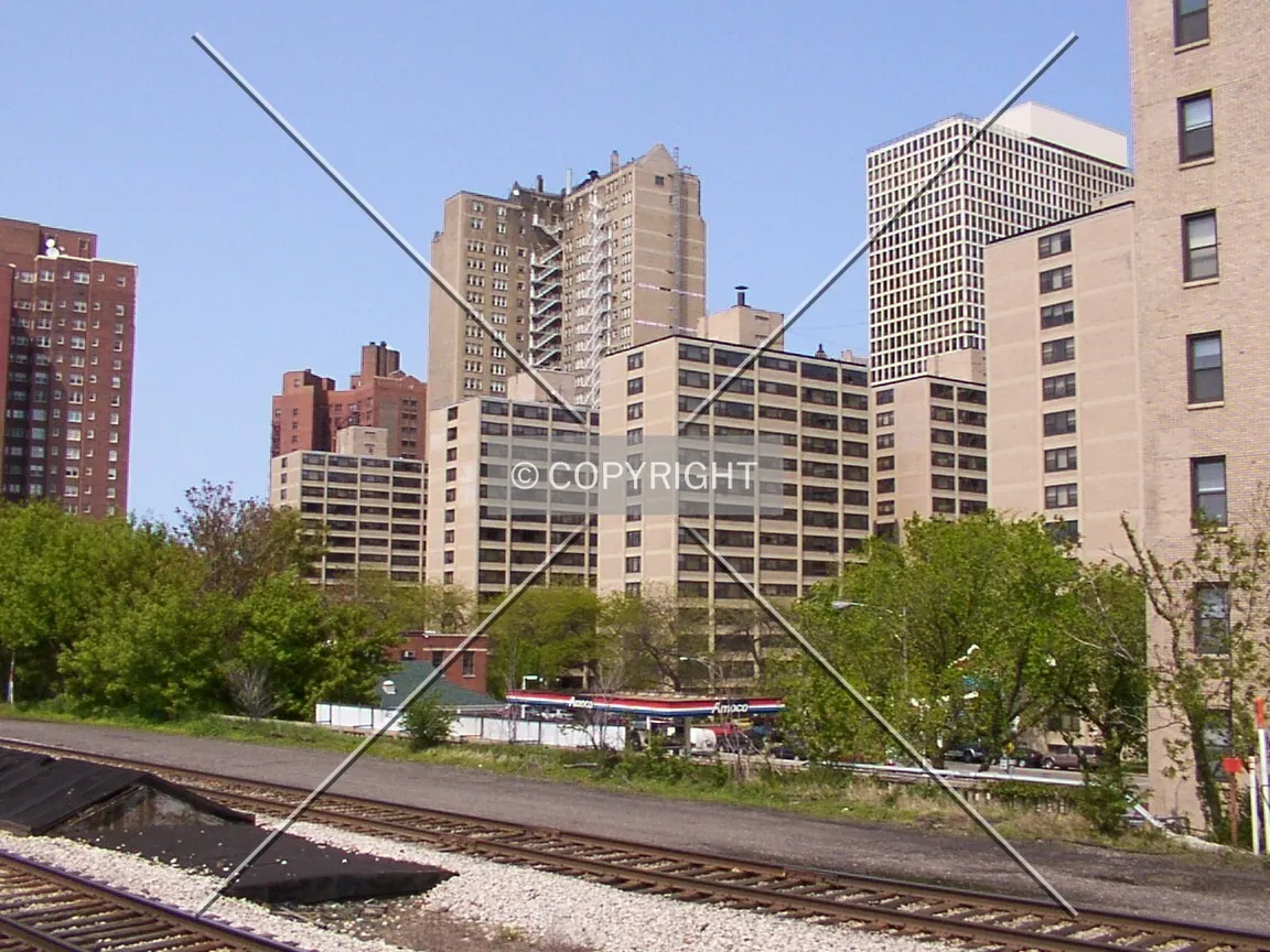 View from the Metra train station looking northeast