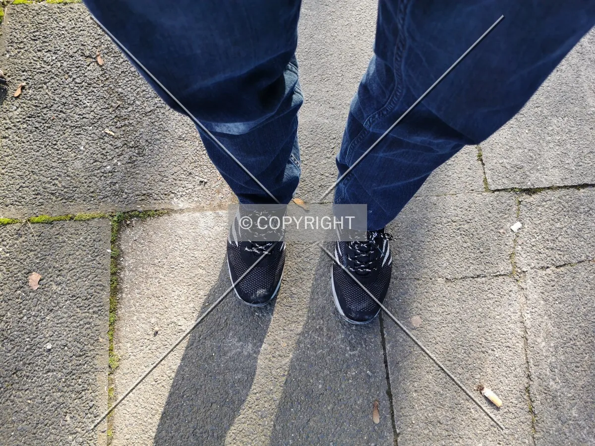 A man wearing security shoes for construction sites