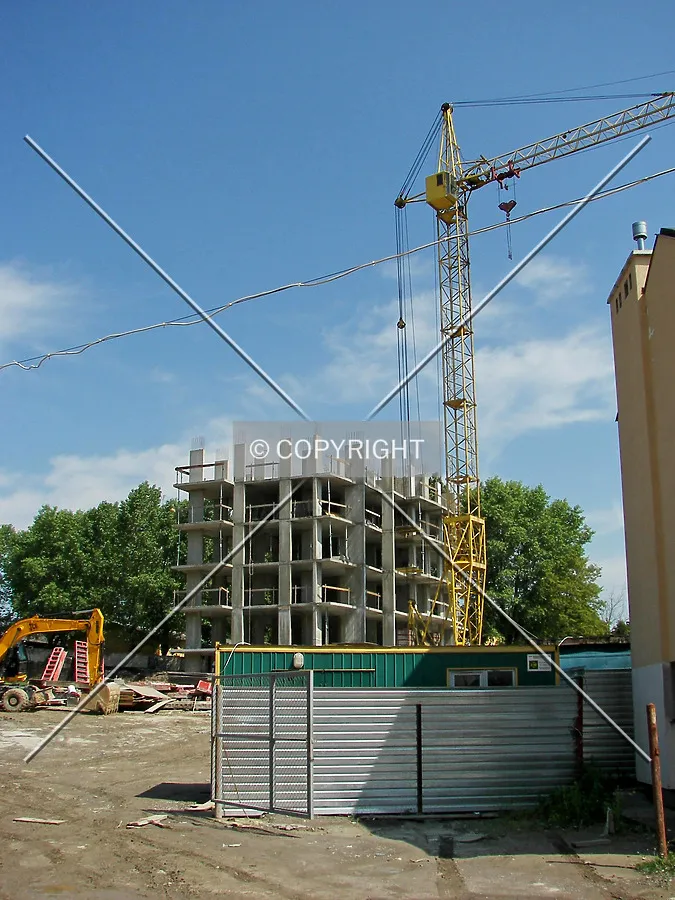 South view of construction site