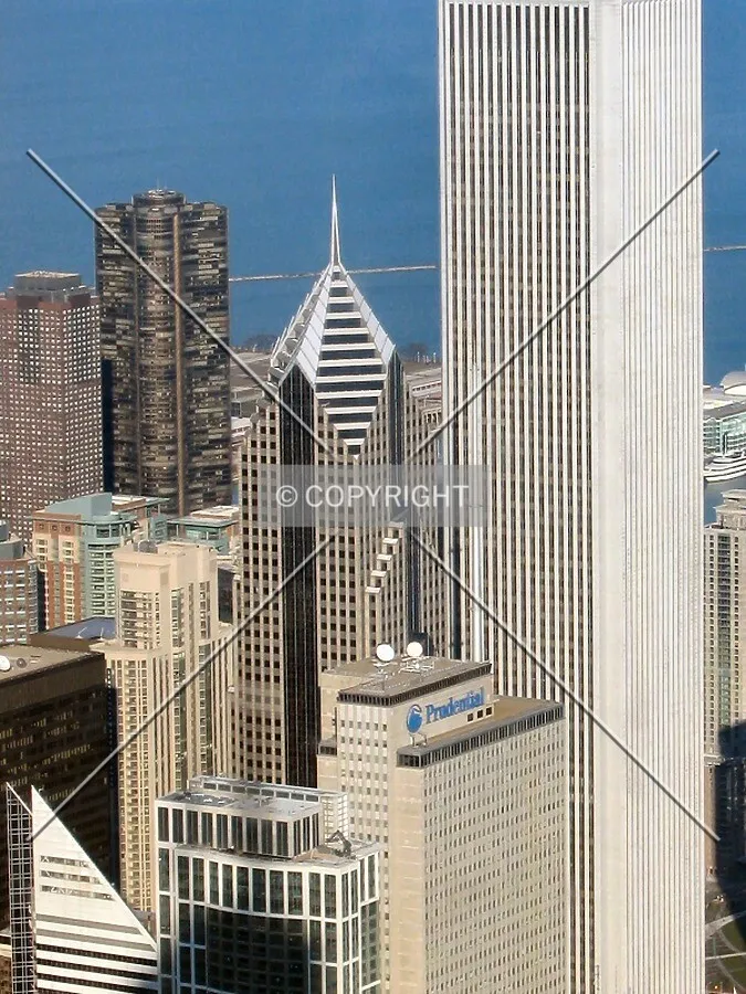 View to the northeast from the Sears Tower Skydeck, Aon Center on right