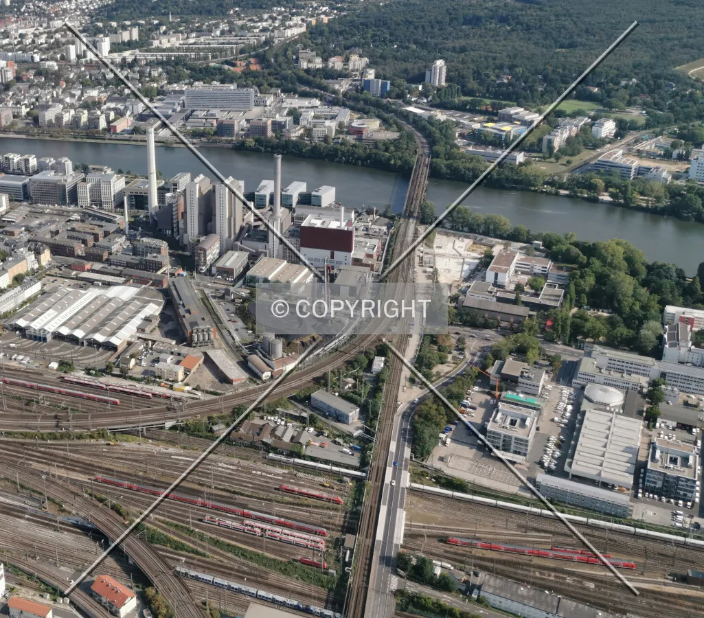 Flight with a helicopter over Frankfurt