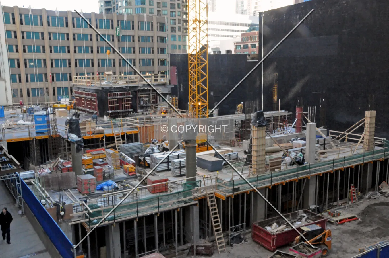 Looking northeast across the site from the CTA Merchandise Mart Station