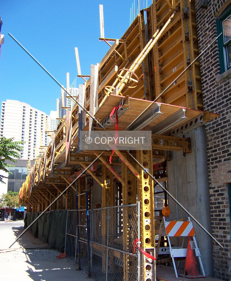 Concrete formwork on the north edge of the site
