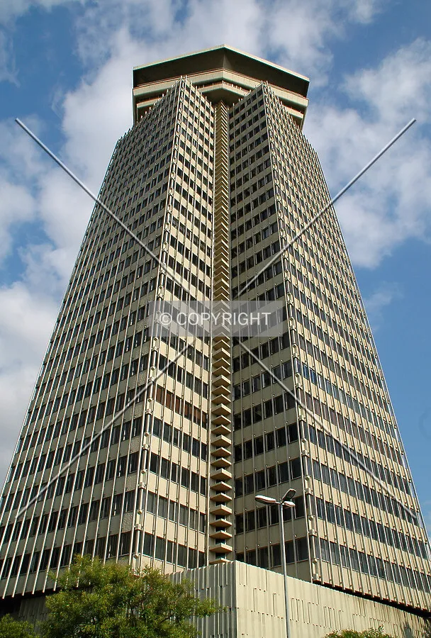 Looking up the southeast corner