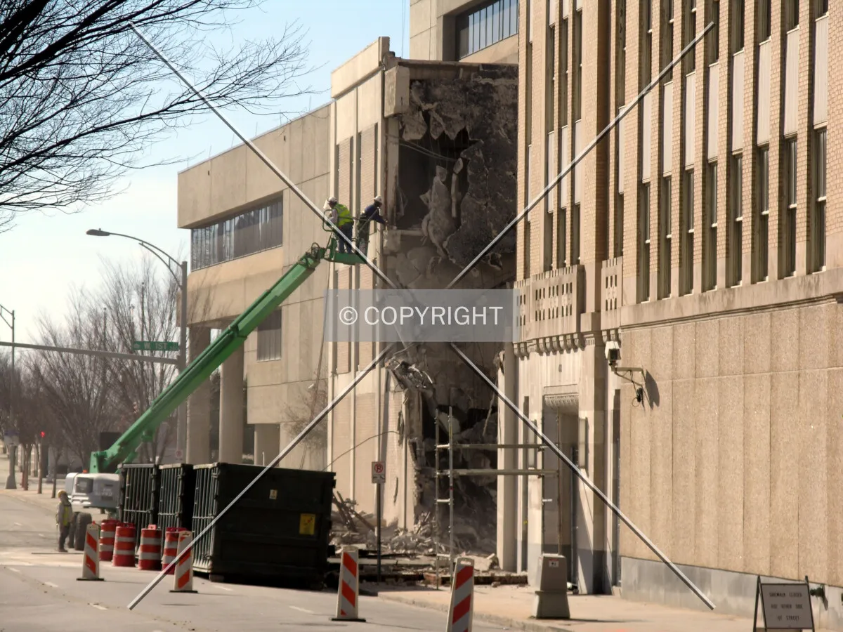 Under demolition from the north along Church Street