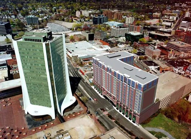 View from the southeast along Broad Street with Landmark Square to the left