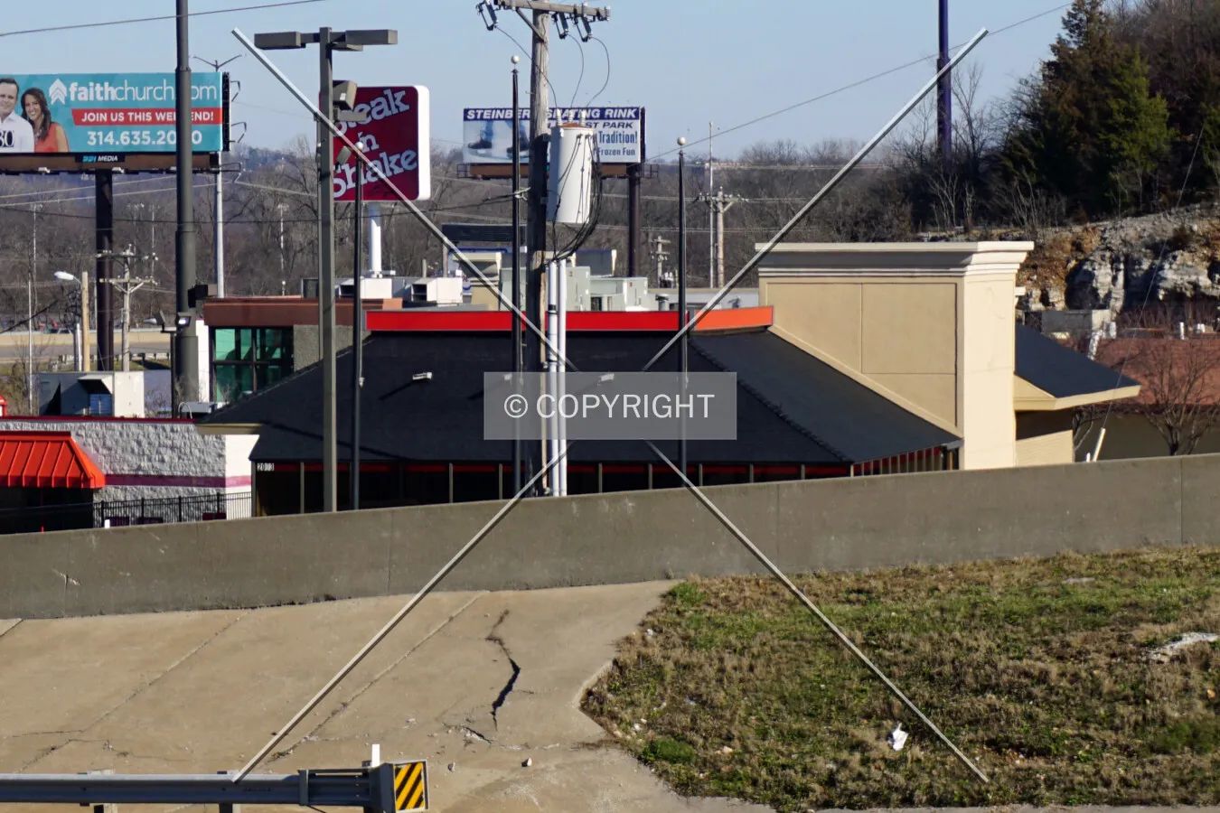 Distant view from the west across Missouri Highway 141; January 1, 2016