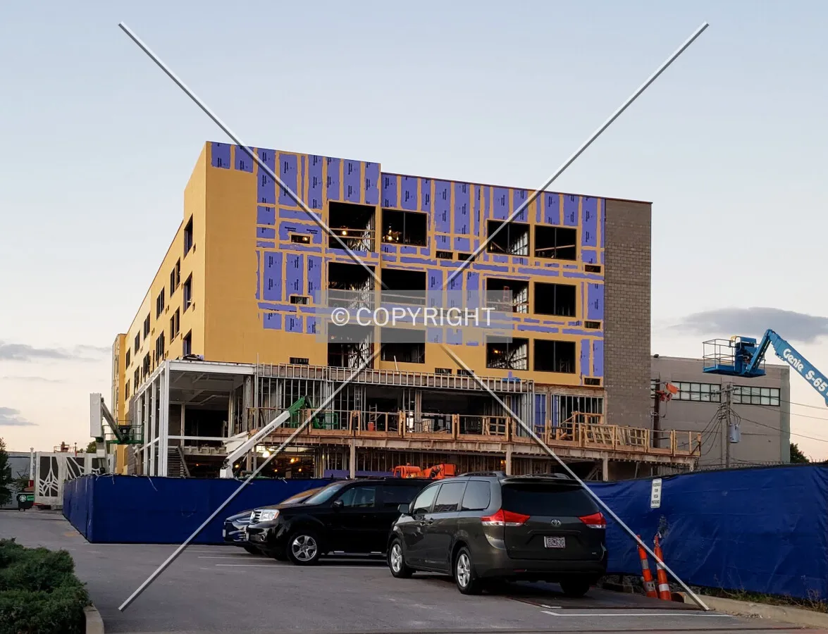From the southwest during construction; September 6, 2019