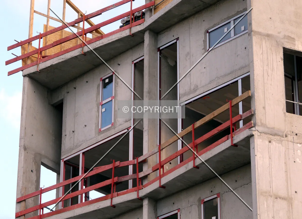 Windows frames installed on the north side