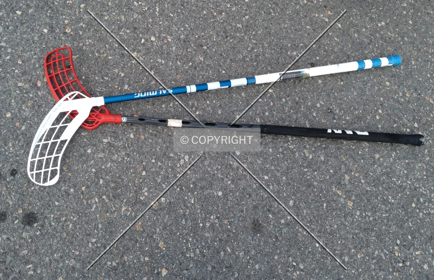 Two floorball rackets