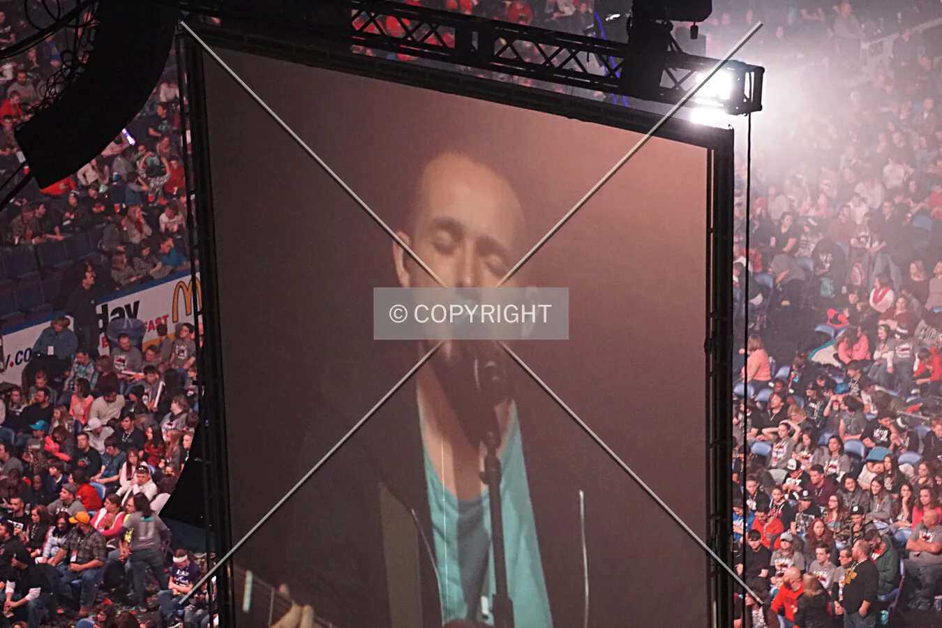 Darren Mulligan, lead singer of We Are Messengers, performs during the 2016 Winter Jam concert; January 23, 2016