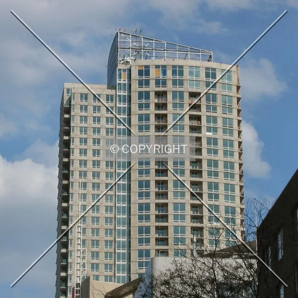 Distant view to the east along Walnut Street