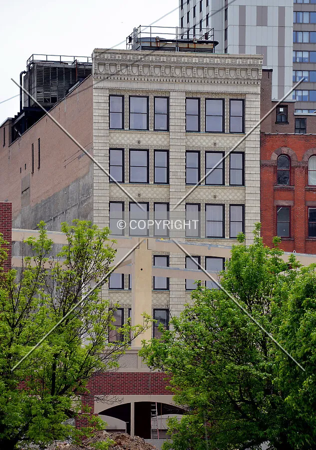 View from the north toward the Mortimer Street facade