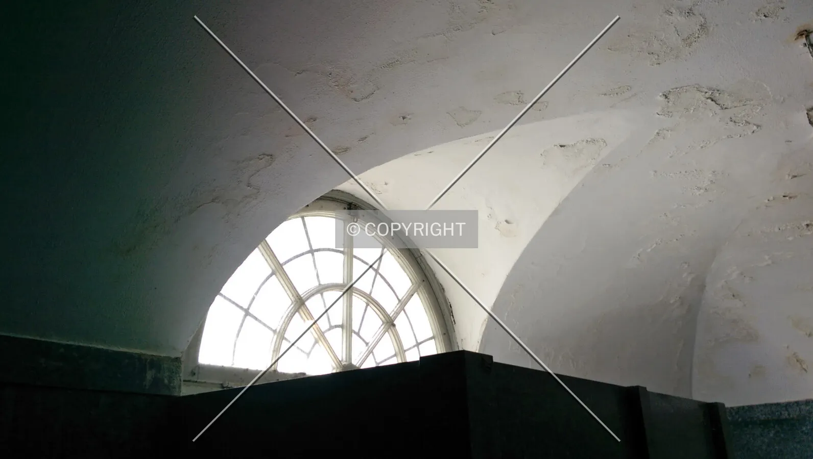 Window above the men's restroom entrance door; July 3, 2014