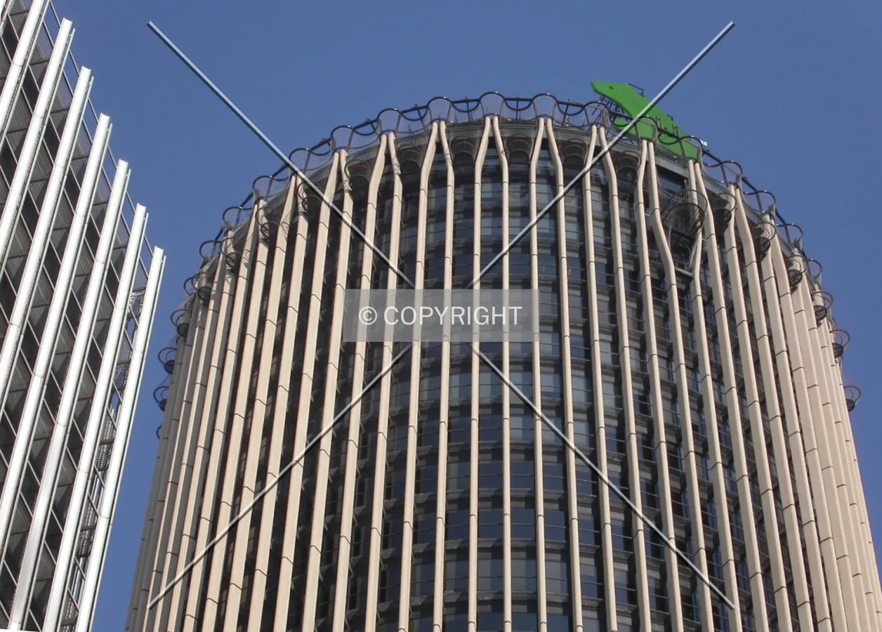 Detail of the top floors of the tower