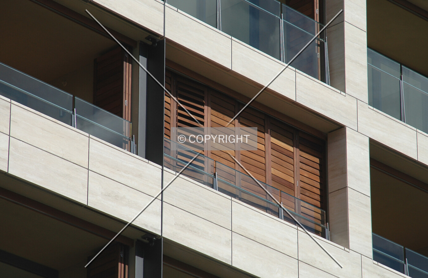 Wooden louvres on the eastside