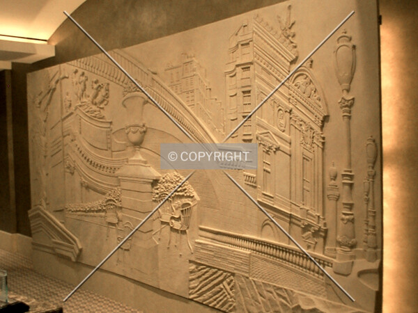 Panel behind the reception desk