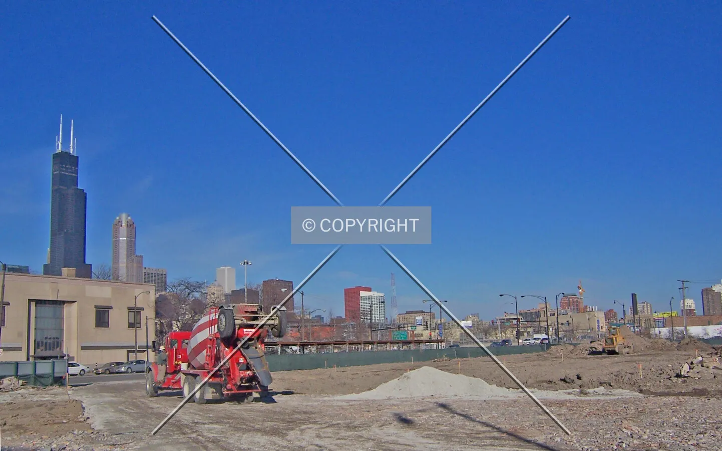 An Ozinga Concrete truck in the northeast corner of the site