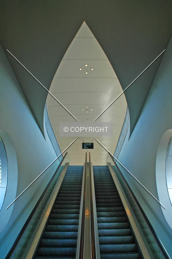 Escalators in the footbridge