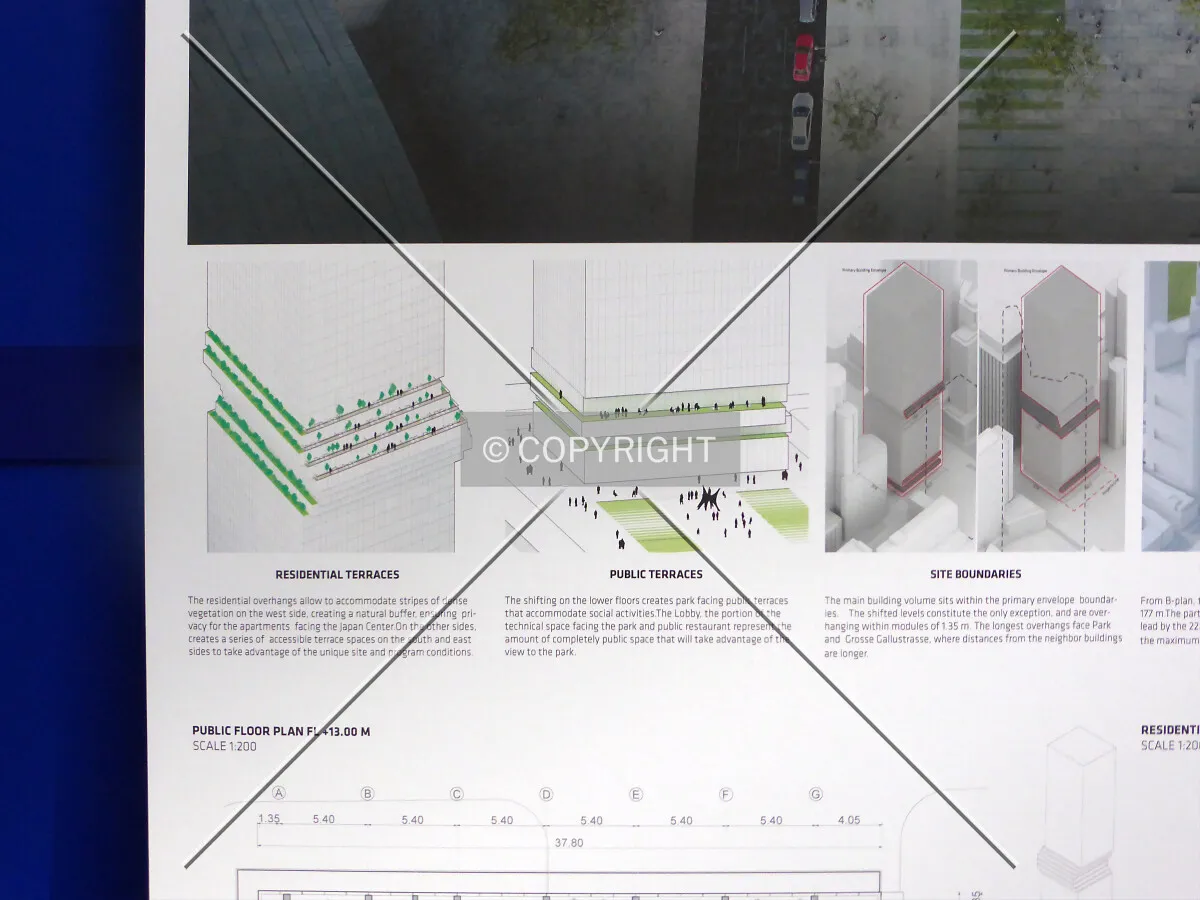 Plans of the proposed tower; as seen in an exhibition of the planning department