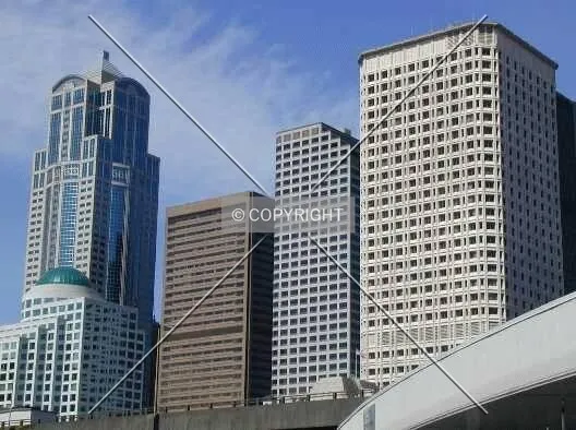 All lined up (left to right): Second & Seneca Building, Washington Mutual Tower, 1111 Third Avenue,
