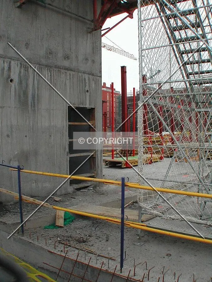 View of the entrance to one of the concrete cores