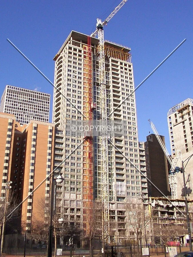 South facade, topped out