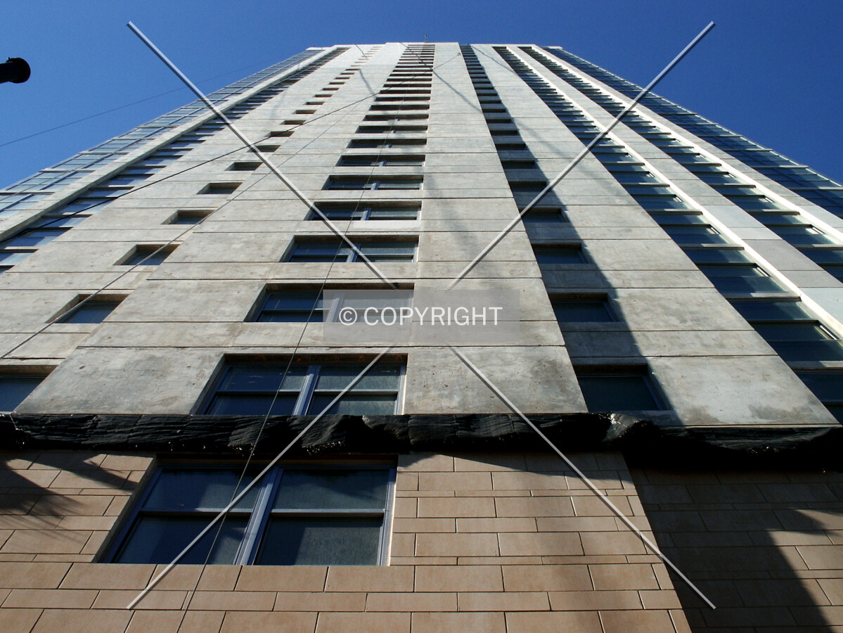 Looking up the north facade